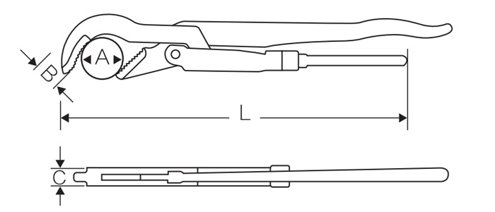45°重型鹰嘴管子钳 DP-S411 product parameter