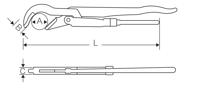 45°轻型鹰嘴管子钳 DP-S410 product parameter